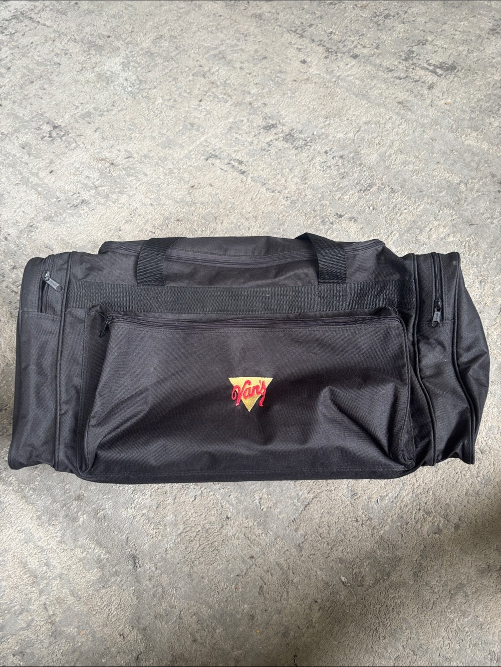 Vans aircraft vintage promo Black Duffel with Yellow & Red Logo